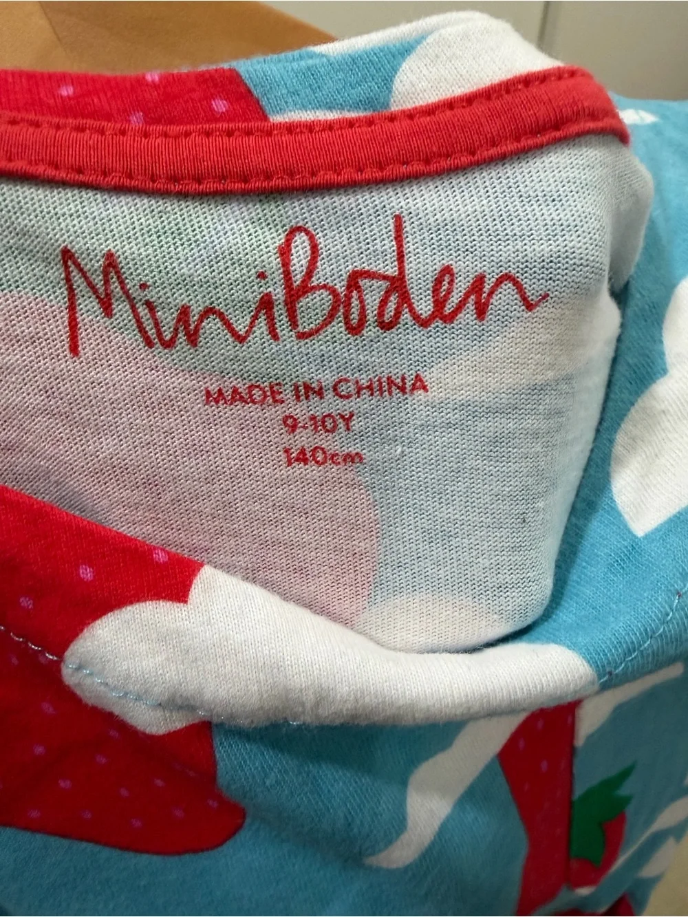 Mini Boden Girls Strawberrry cloud sky graphic Swing Dress Size 9-10 Y